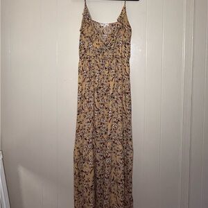 Hippie Rose Floral Maxi Dress in Tan and Purple